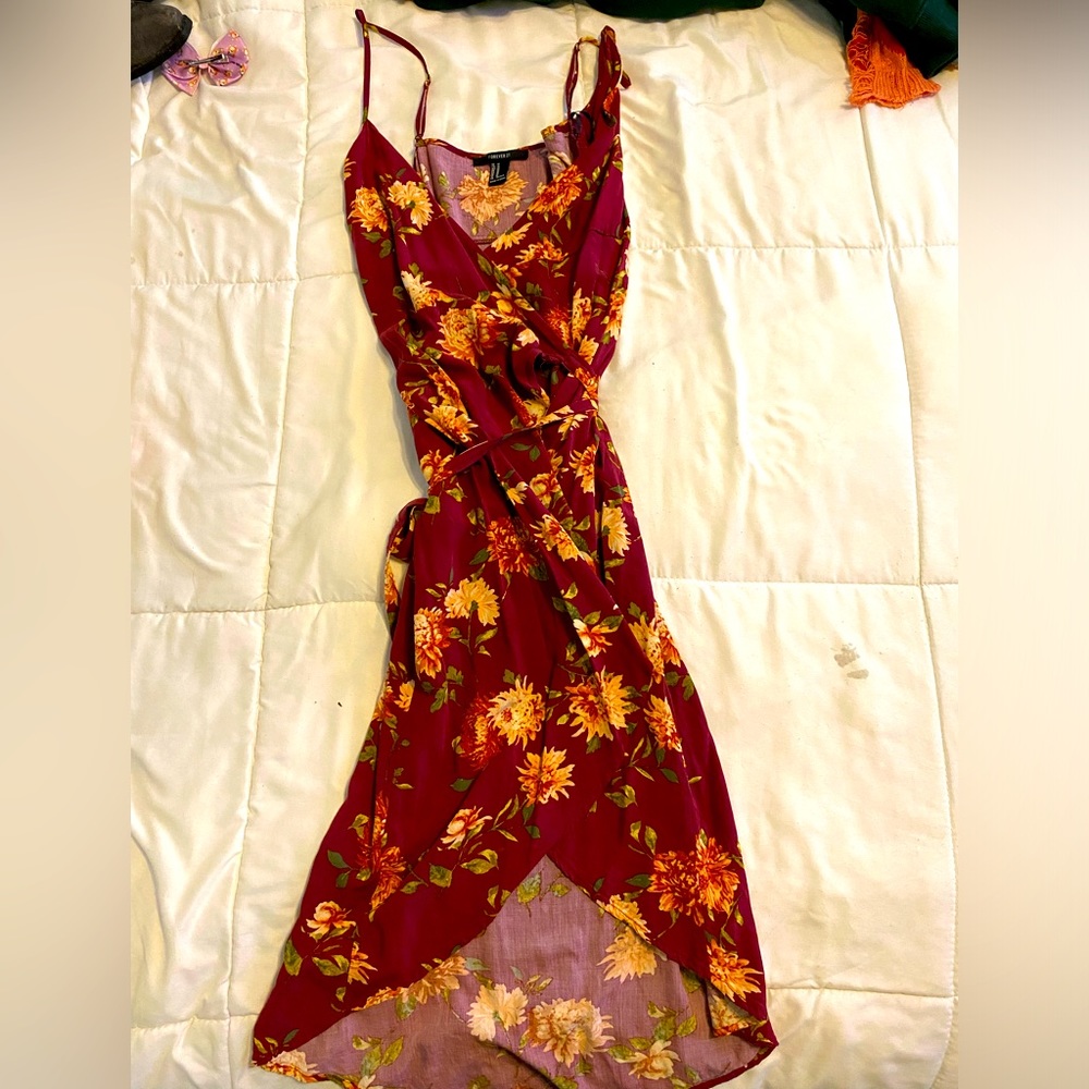 Floral Print Summer Wrap Dress Women’s Size Medium